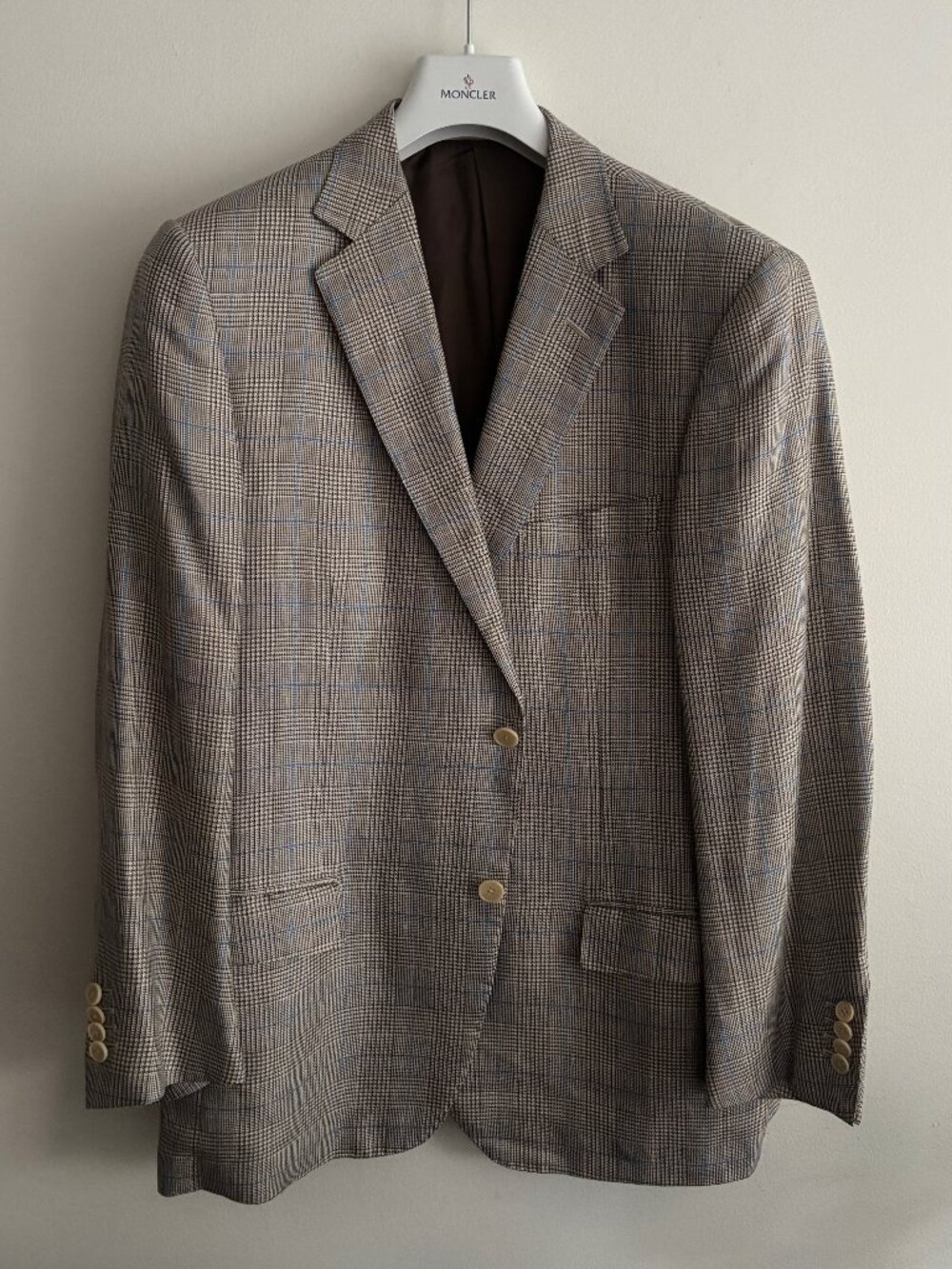 $4900 Ermenegildo Zegna Silk Linen Gray Glen Plaid  Sport Coat/ Blazer-42 Short